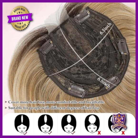 12 Inch Synthetic Hair Topper for Thinning Hair Lightweight 6.5x6.5 Base main image 6